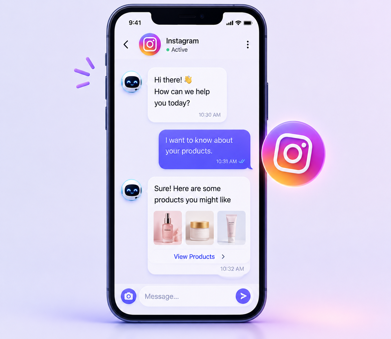 Instagram AI Agent handling a DM conversation