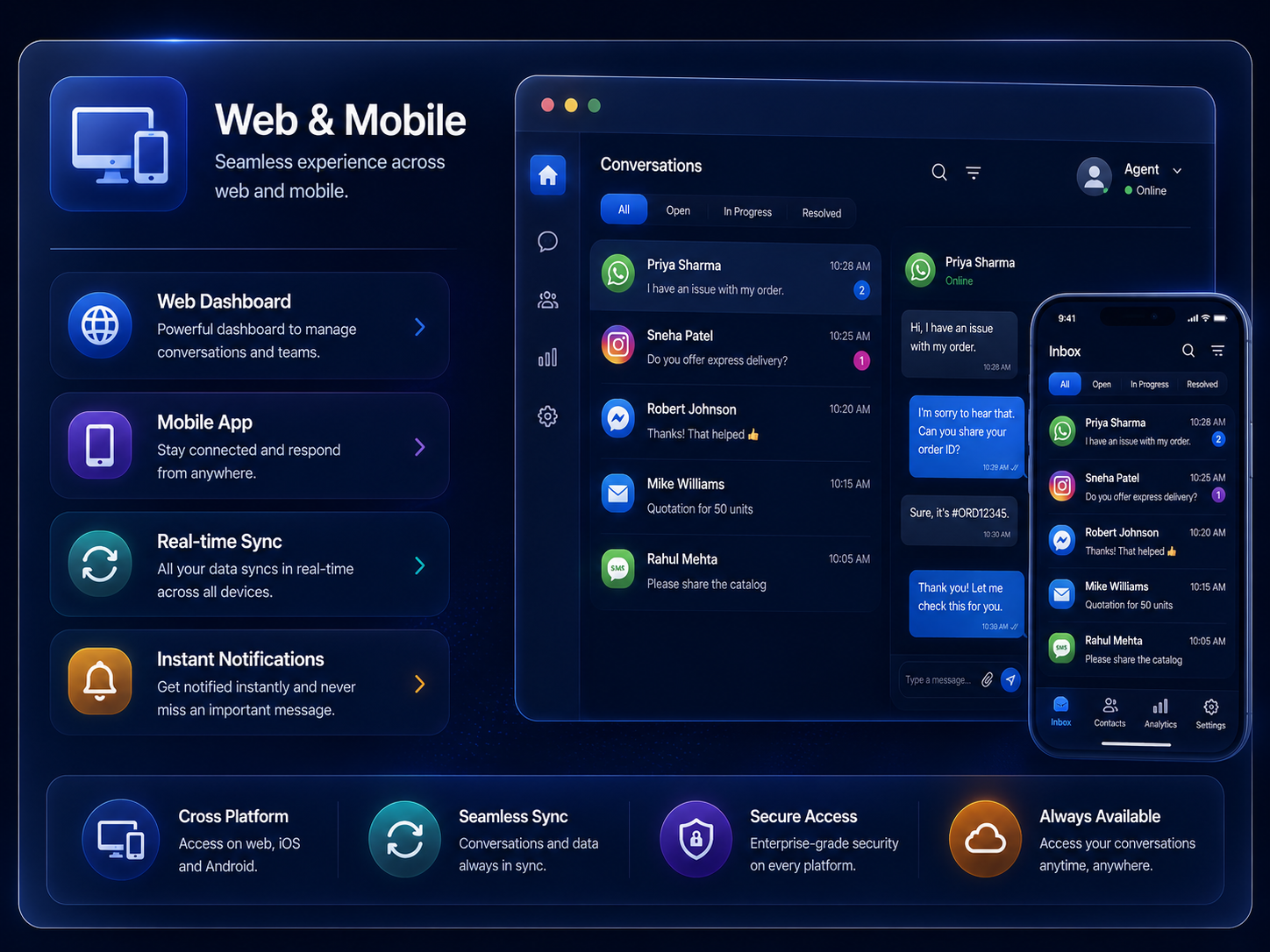 Web and mobile chat widget